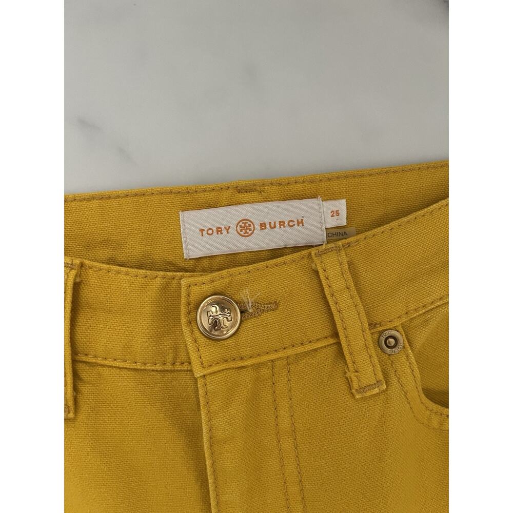 Tory Burch Jeans Boot-Cut Denim Pants Gold Crest Size 25 Preppy Designer chic - Picture 3 of 12